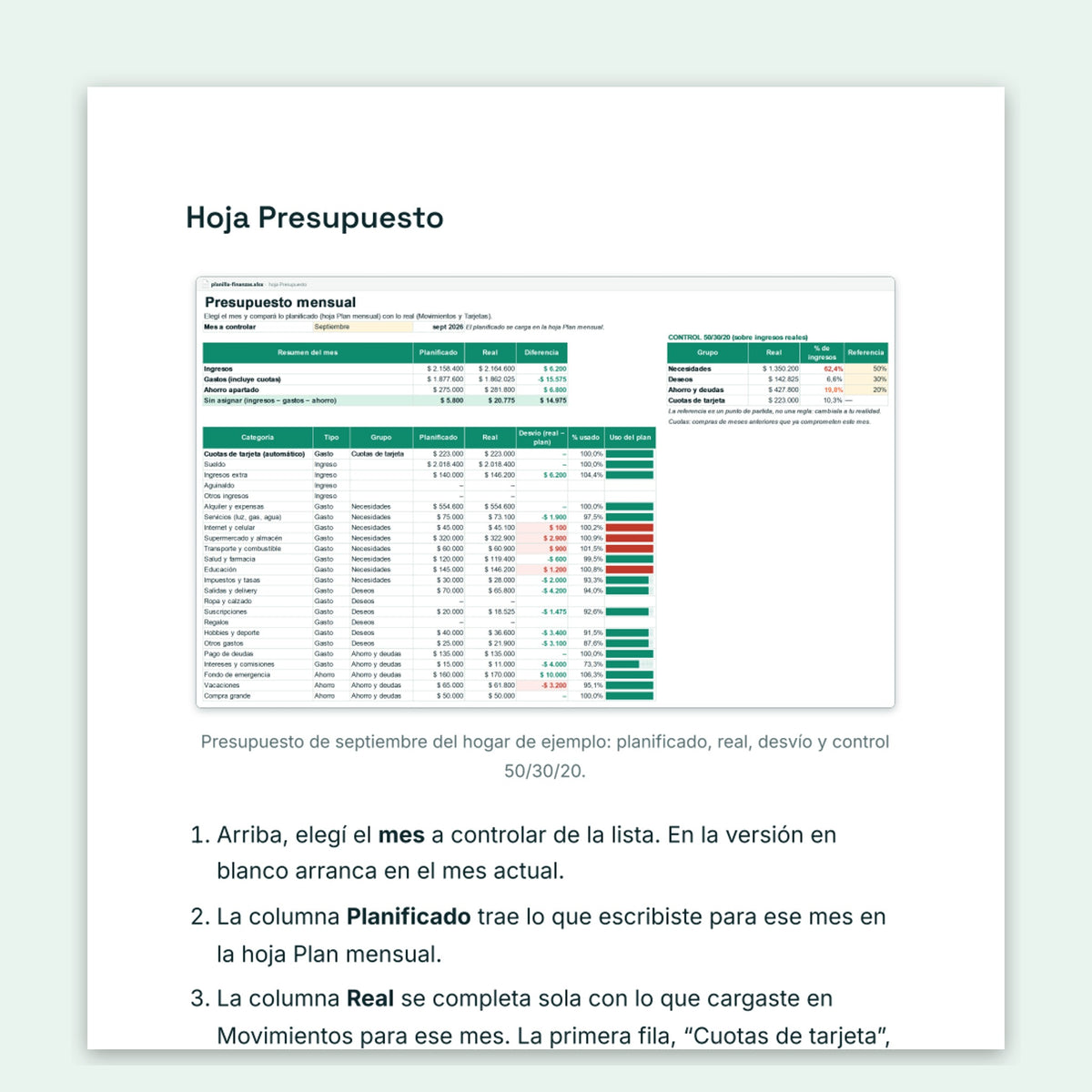 Planilla de finanzas personales